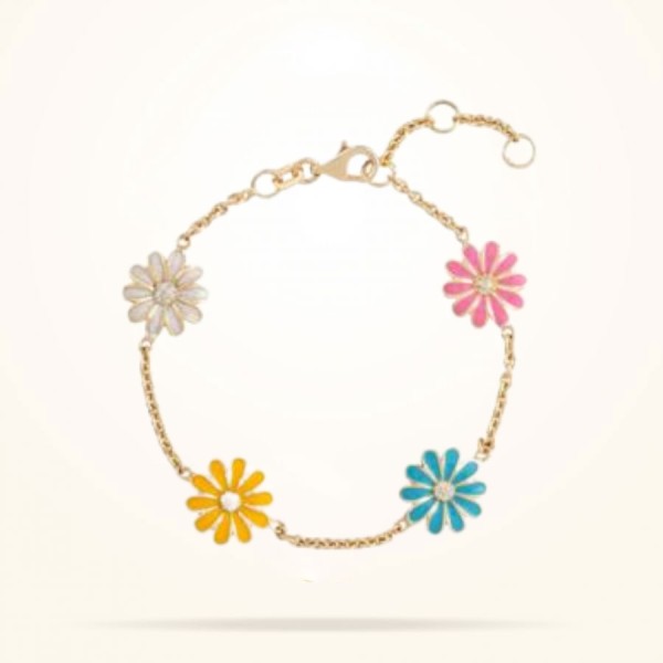 MARVVA - 10.5 mm Daisy Junior Les Jardins Bracelet, Diamond, Yellow Gold 18k