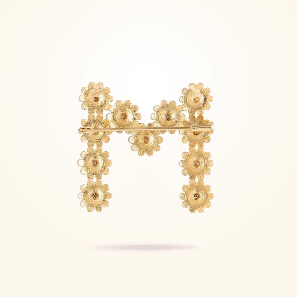 10.5 mm Daisy Personalised Brooch, Diamond, Yellow Gold 18k - Thumbnail