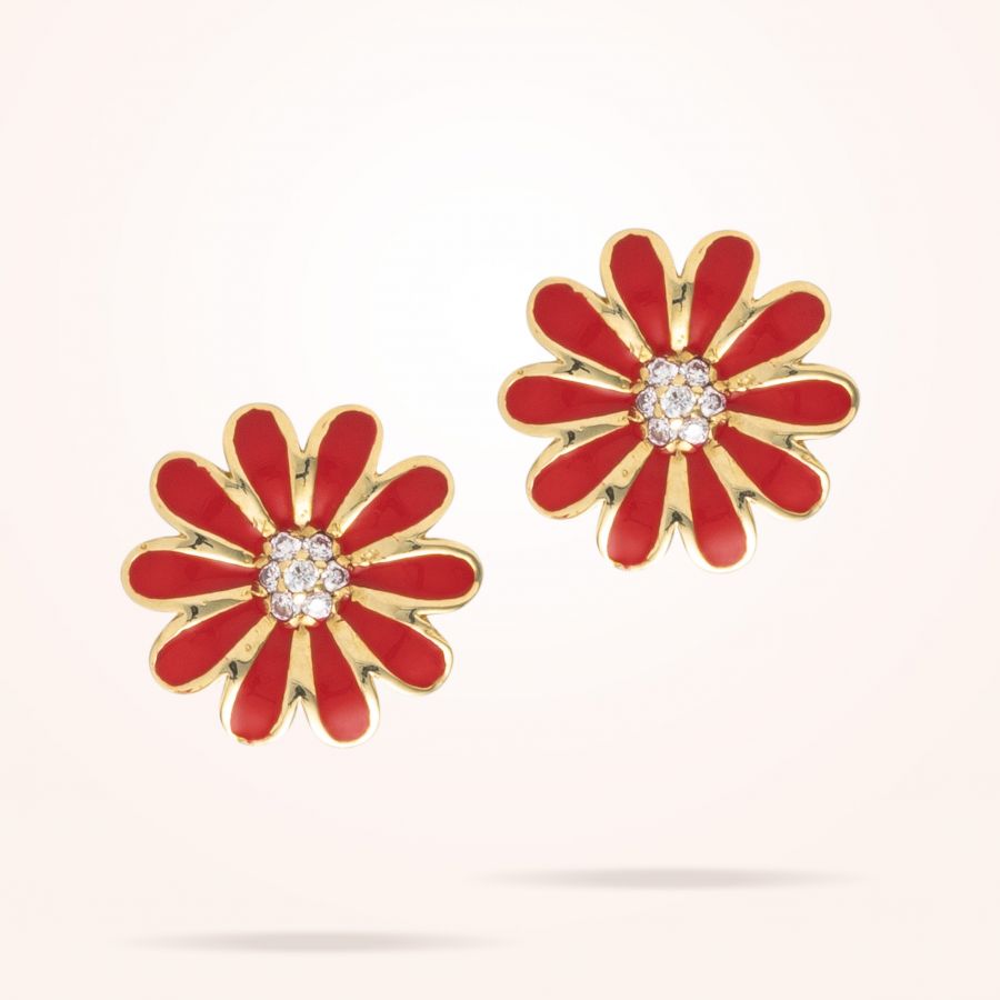 10.5mm Daisy Junior Classic Earrings, Diamond, Yellow Gold 18K