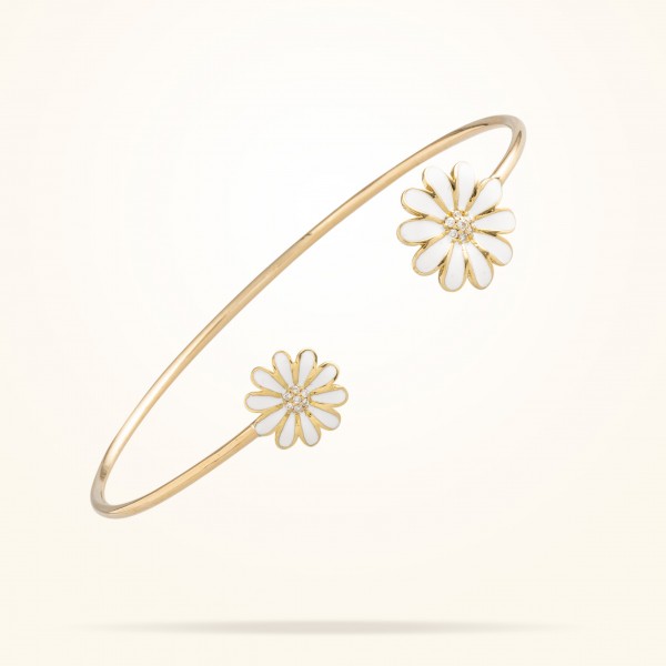 MARVVA - 10.5mm & 13mm Daisy Classic Bangle, Diamond, Yellow Gold 18K