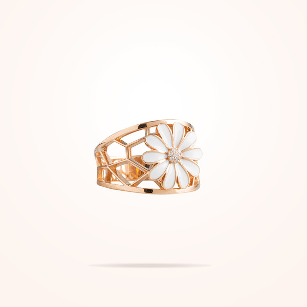 MARVVA - 10.5mm Daisy Elegance Ring,Diamond, Rose Gold 18K