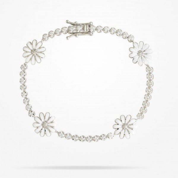 MARVVA - 10.5mm Daisy Elegance Bracelet, Diamond, White Gold 18K