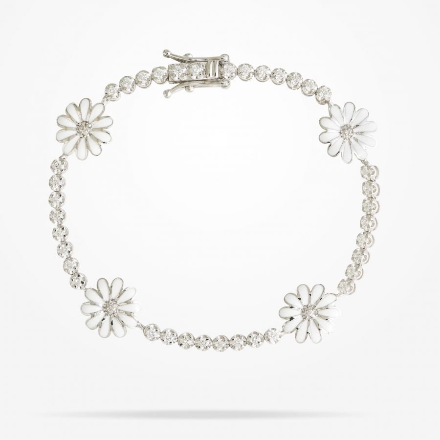 10.5mm Daisy Elegance Bracelet, Diamond, White Gold 18K