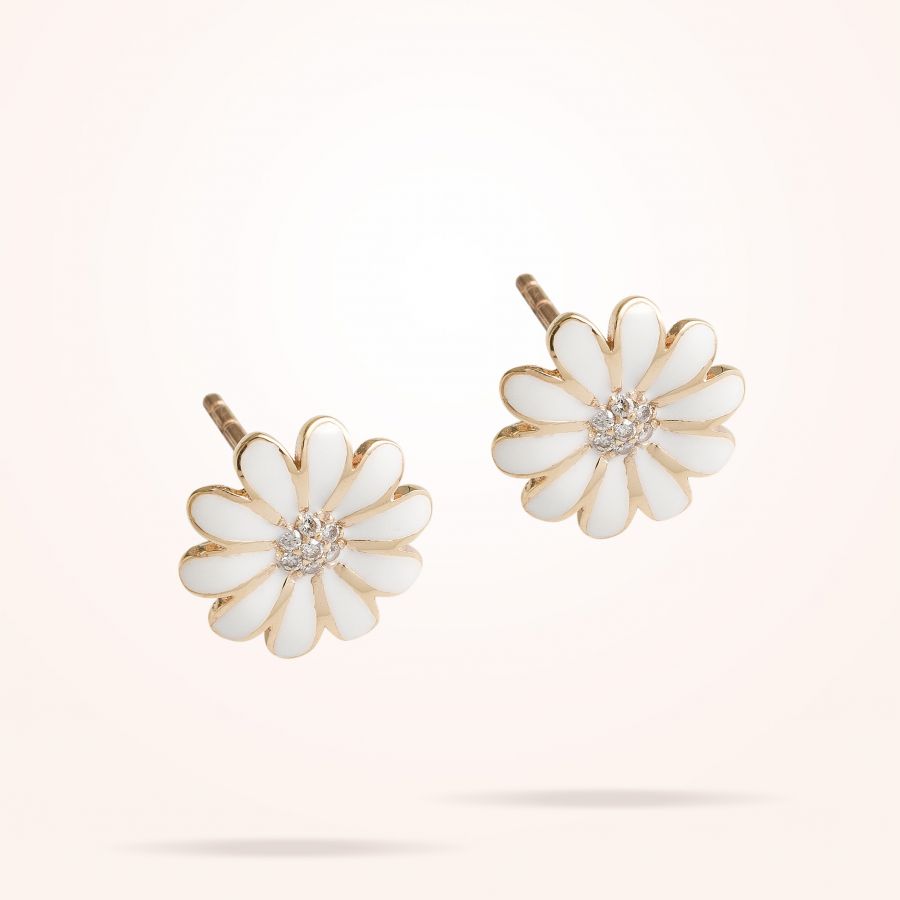 10.5mm Daisy Junior Classic Earrings, Diamond, Rose Gold 18K