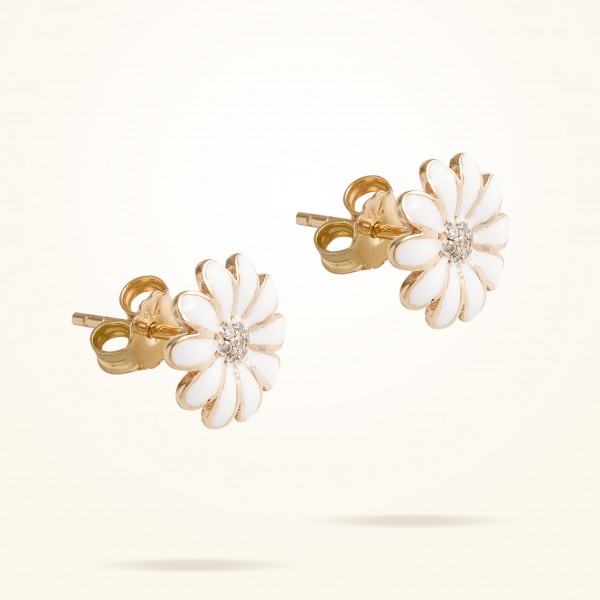 MARVVA - 10.5mm Daisy Junior Classic Earrings, Diamond, Rose Gold 18K