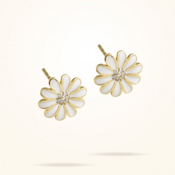 10.5mm Daisy Junior Classic Earrings, Diamond, Yellow Gold 18K - Thumbnail