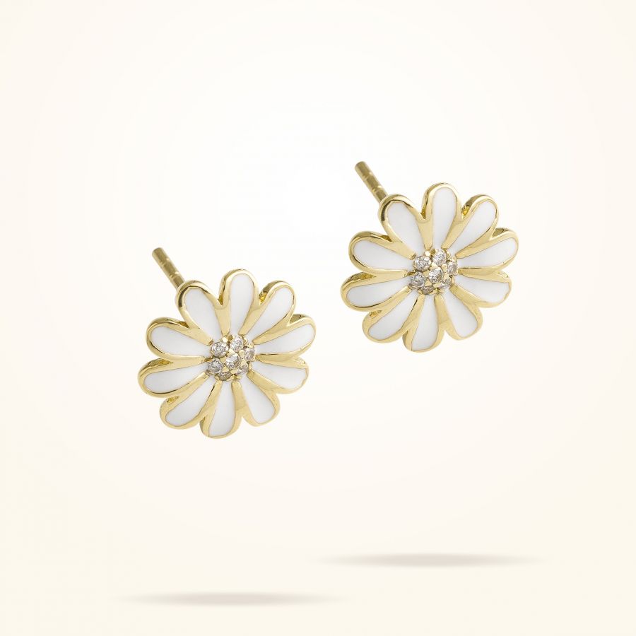 10.5mm Daisy Junior Classic Earrings, Diamond, Yellow Gold 18K