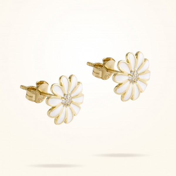 10.5mm Daisy Junior Classic Earrings, Diamond, Yellow Gold 18K - Thumbnail