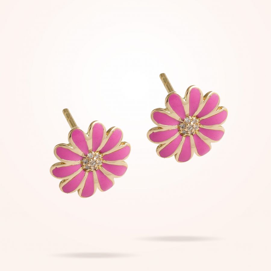 10.5mm Daisy Junior Classic Earrings, Diamond, Rose Gold 18K