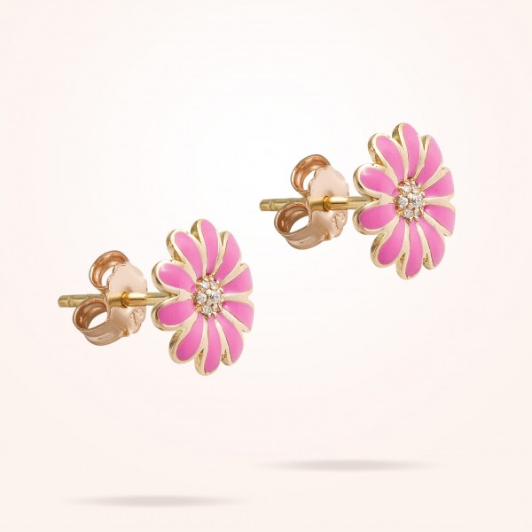 10.5mm Daisy Junior Classic Earrings, Diamond, Rose Gold 18K - Thumbnail