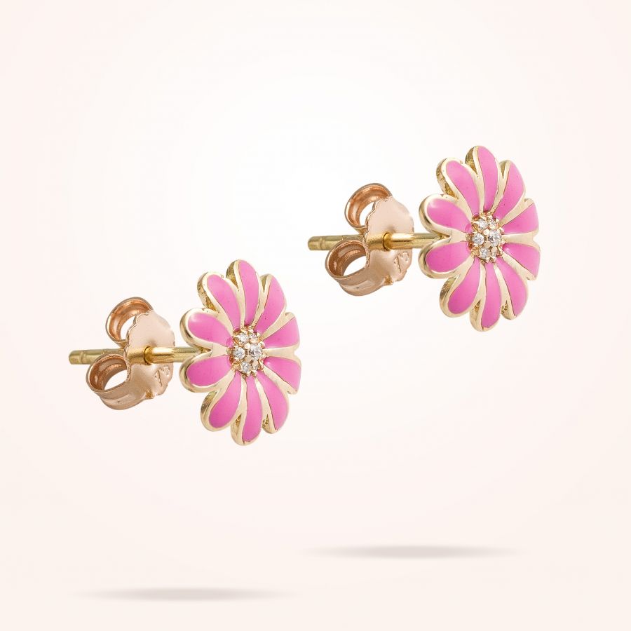 10.5mm Daisy Junior Classic Earrings, Diamond, Rose Gold 18K