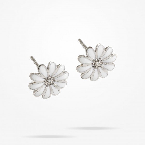 10.5mm Daisy Junior Classic Earrings, Diamond, White Gold 18K - Thumbnail