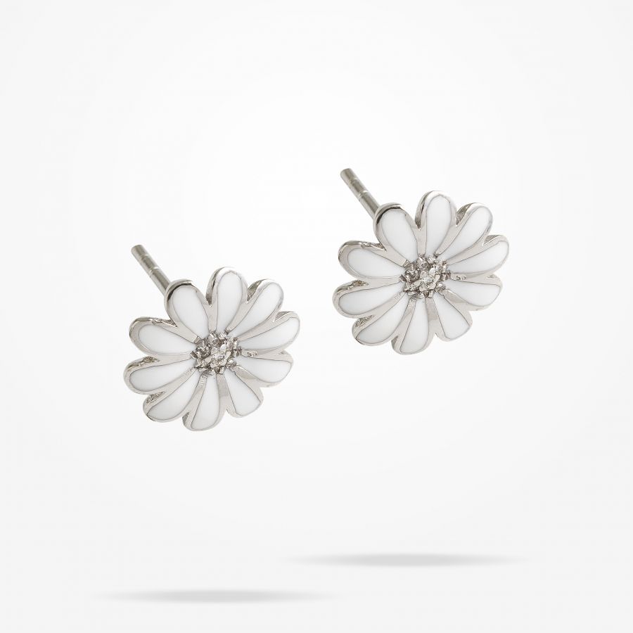 10.5mm Daisy Junior Classic Earrings, Diamond, White Gold 18K