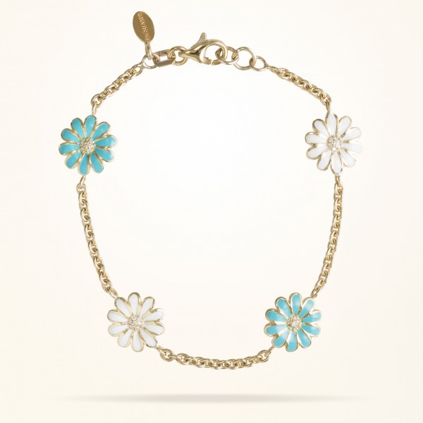 MARVVA - 10.5mm Daisy Junior Les Jardins Bracelet, Diamond, Yellow Gold 18K