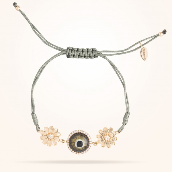 MARVVA - 10.5mm Daisy Junior Urban,Hazel Evil Eye Bracelet, Diamond, Rose Gold 18K