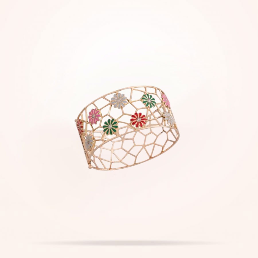 10.5mm Daisy Les Jardins Bangle, Diamond, Rose Gold 18K