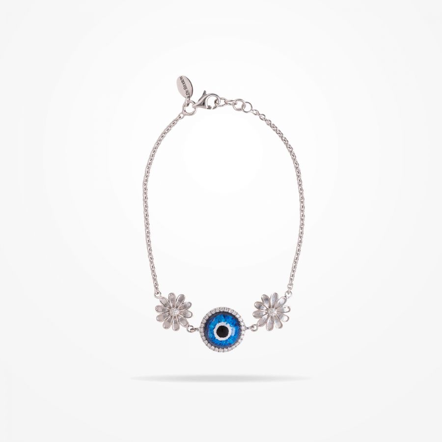10.5mm Daisy Urban Bracelet Blue Evil Eye, Diamond, White Gold 18K