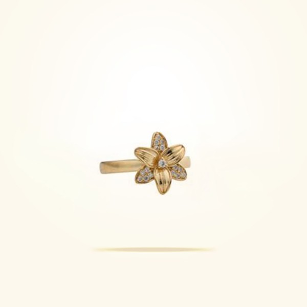 MARVVA - 12mm Lily Ring, Diamond, Yellow Gold 18k