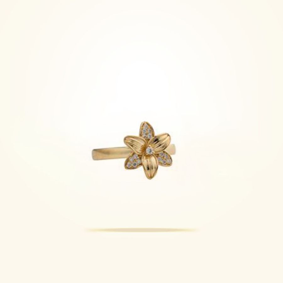 12mm Lily Ring, Diamond, Yellow Gold 18k