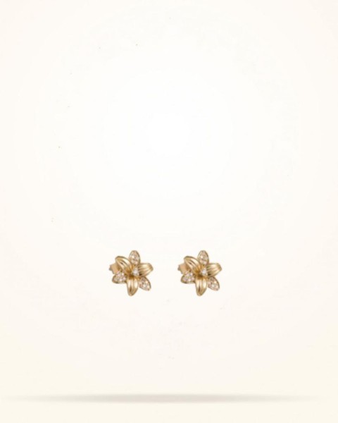 12mm Lily Junior Earrings, Diamond, Yellow Gold 18k - Thumbnail