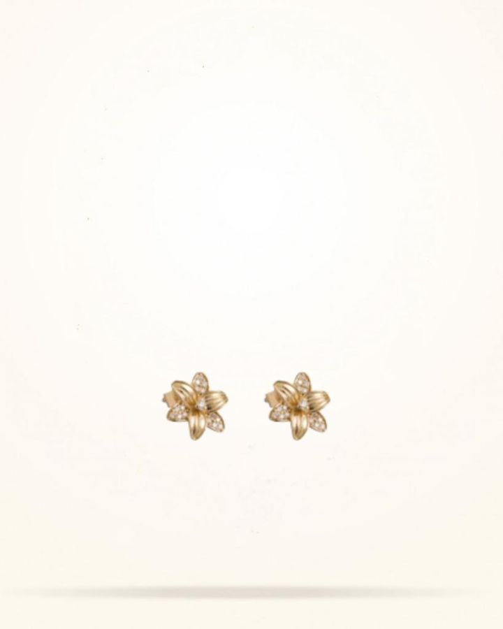 12mm Lily Junior Earrings, Diamond, Yellow Gold 18k