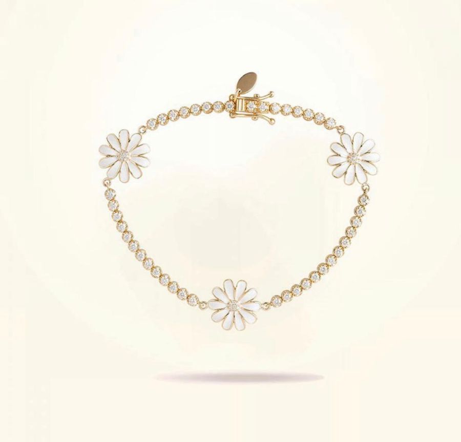 13mm Daisy Elegance Bracelet, Diamond, Yellow Gold 18k
