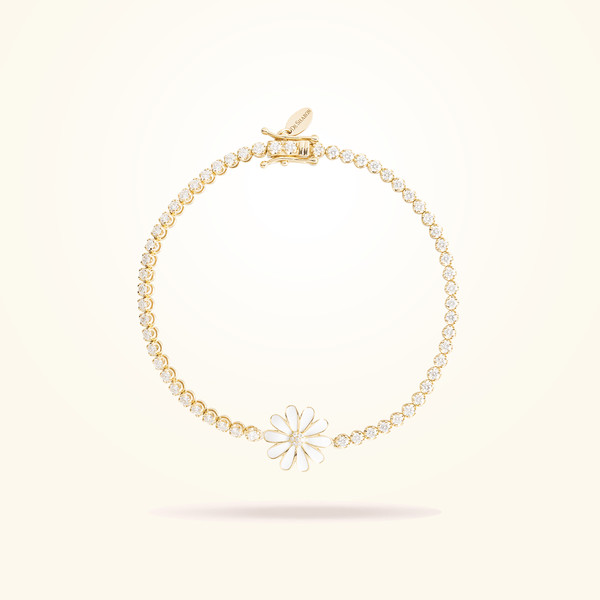 MARVVA - 13mm Daisy Elegance Bracelet, Diamond, Yellow Gold 18K