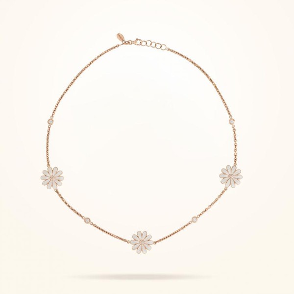 MARVVA - 13mm Daisy Les Jardins Double Sided Choker, Diamond, Rose Gold 18k