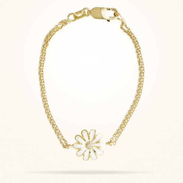 MARVVA - 13mm Daisy Classic Bracelet, Diamond, Yellow Gold 18K