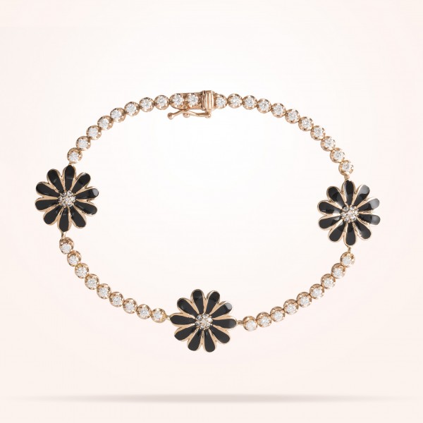 MARVVA - 13mm Daisy Elegance Bracelet, Diamond, Rose Gold 18K