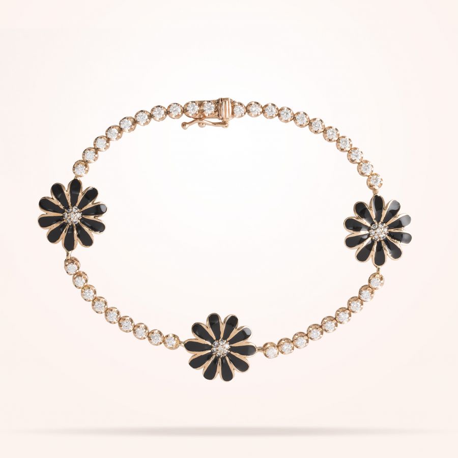 13mm Daisy Elegance Bracelet, Diamond, Rose Gold 18K