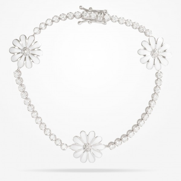 MARVVA - 13mm Daisy Elegance Bracelet, Diamond, White Gold 18K