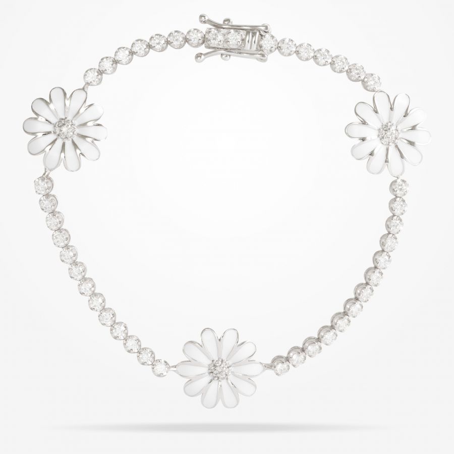 13mm Daisy Elegance Bracelet, Diamond, White Gold 18K