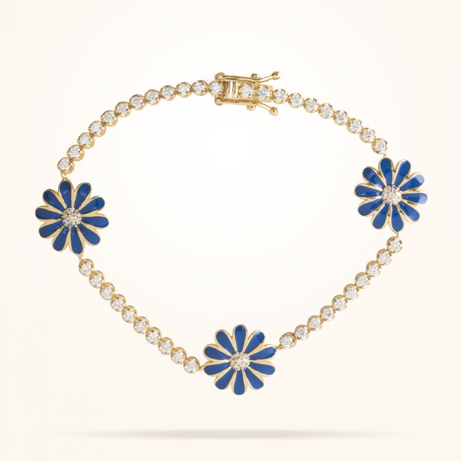13mm Daisy Elegance Bracelet, Diamond, Yellow Gold 18K