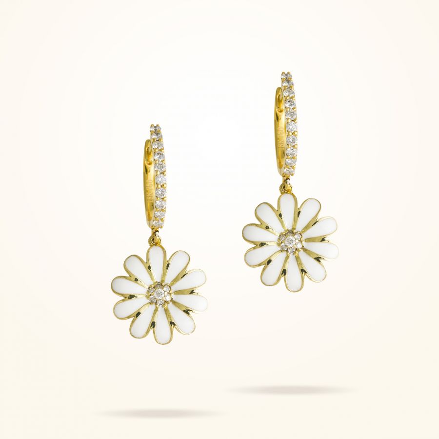 13mm Daisy Elegance Earrings, Diamond, Yellow Gold 18K