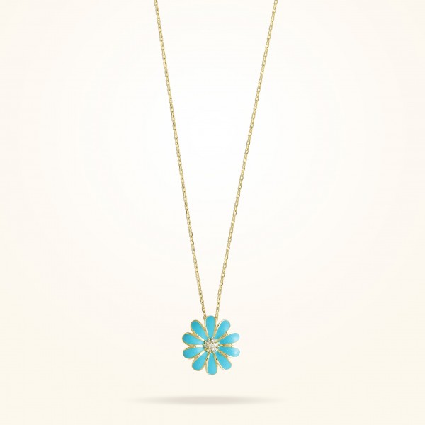 MARVVA - 13mm Daisy Junior Classic Pendant, Diamond, Yellow Gold 18K