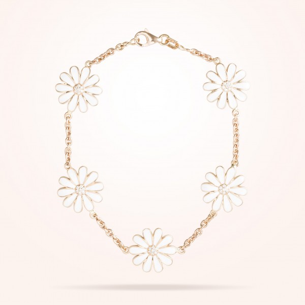 MARVVA - 13mm Daisy Les Jardins Double Sided Bracelet , Diamond, Rose Gold 18K