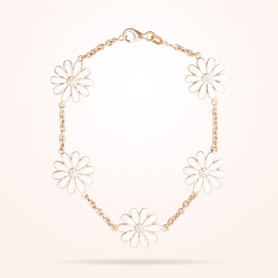 13mm Daisy Les Jardins Double Sided Bracelet , Diamond, Rose Gold 18K