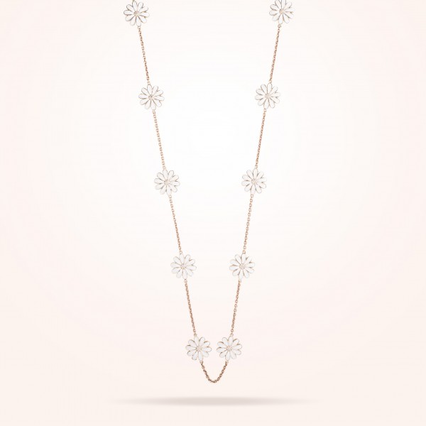 MARVVA - 13mm Daisy Les Jardins Double Sided Necklace, Diamond, Rose Gold 18K