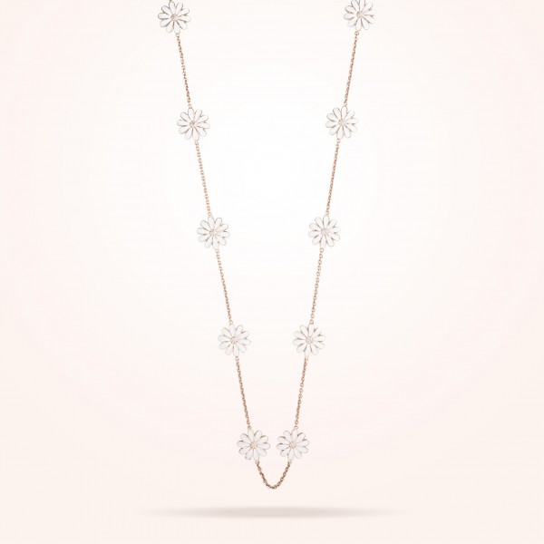 13mm Daisy Les Jardins Double Sided Necklace, Diamond, Rose Gold 18K - Thumbnail