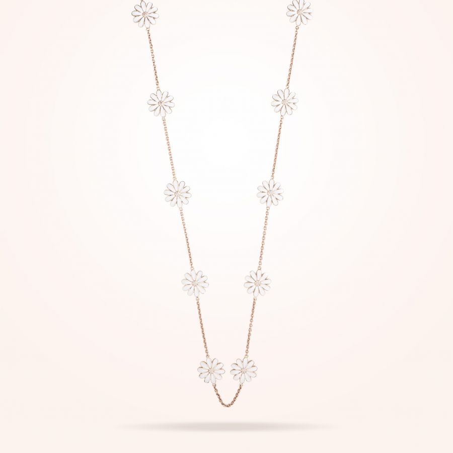 13mm Daisy Les Jardins Double Sided Necklace, Diamond, Rose Gold 18K