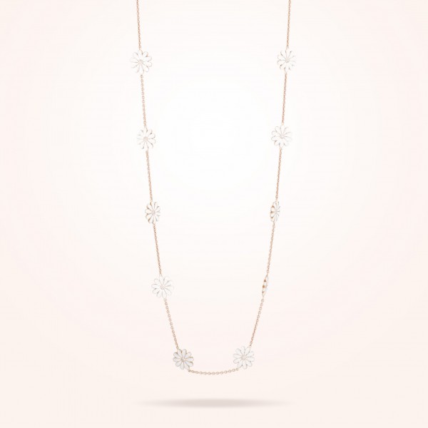 13mm Daisy Les Jardins Double Sided Necklace, Diamond, Rose Gold 18K - Thumbnail