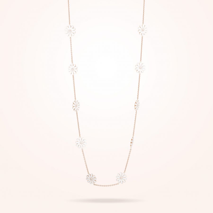 13mm Daisy Les Jardins Double Sided Necklace, Diamond, Rose Gold 18K