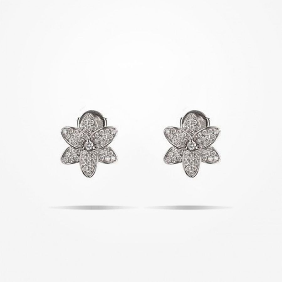 16mm Lily Earrings, Diamond, White Gold 18k.