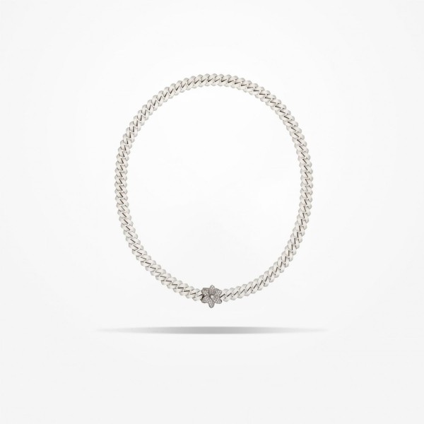 MARVVA - 16mm Lily Necklace, Diamond, White Gold 18k.