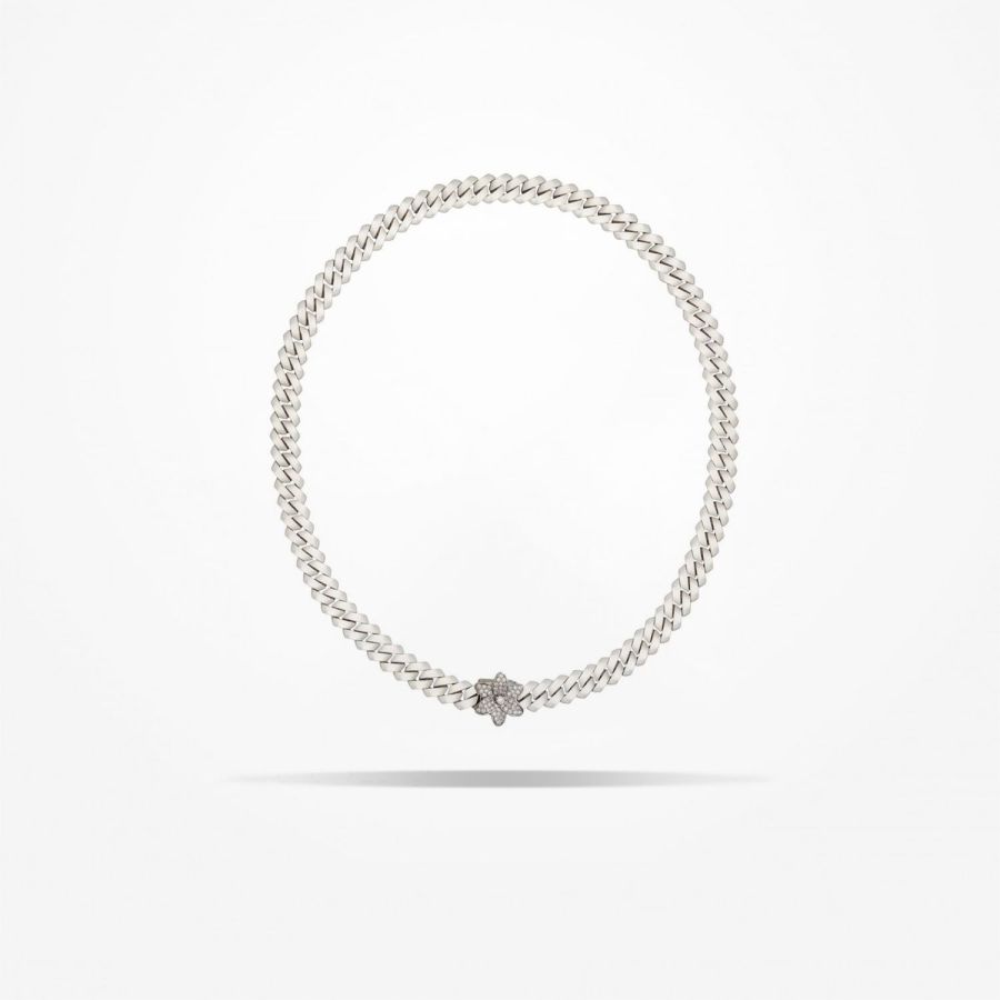 16mm Lily Necklace, Diamond, White Gold 18k.