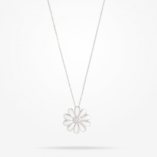 MARVVA - 16mm Daisy Junior Classic Pendant, Diamond,White Gold 18K