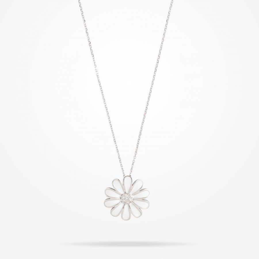 16mm Daisy Junior Classic Pendant, Diamond,White Gold 18K