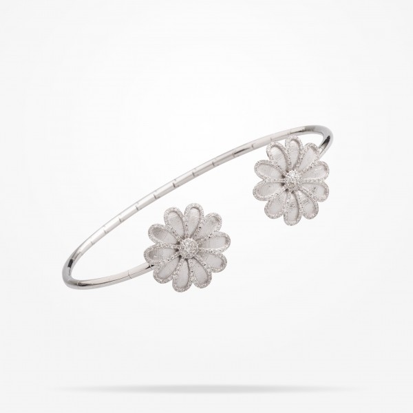 MARVVA - 17.15 Daisy Elegance Bangle, Diamond, White Gold 18K