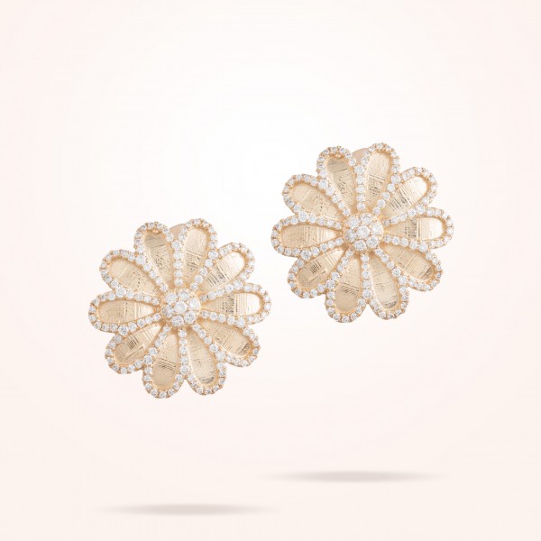 MARVVA - 17.15mm Daisy Elegance Earrings, Diamond, Rose Gold 18K